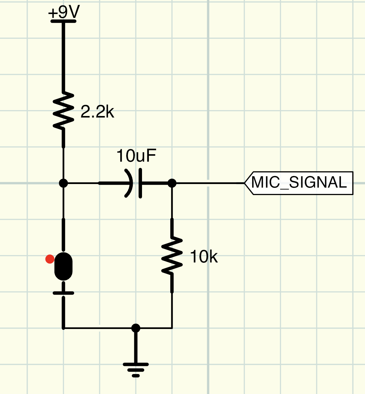 detail view of the microphone input portion of the circuit